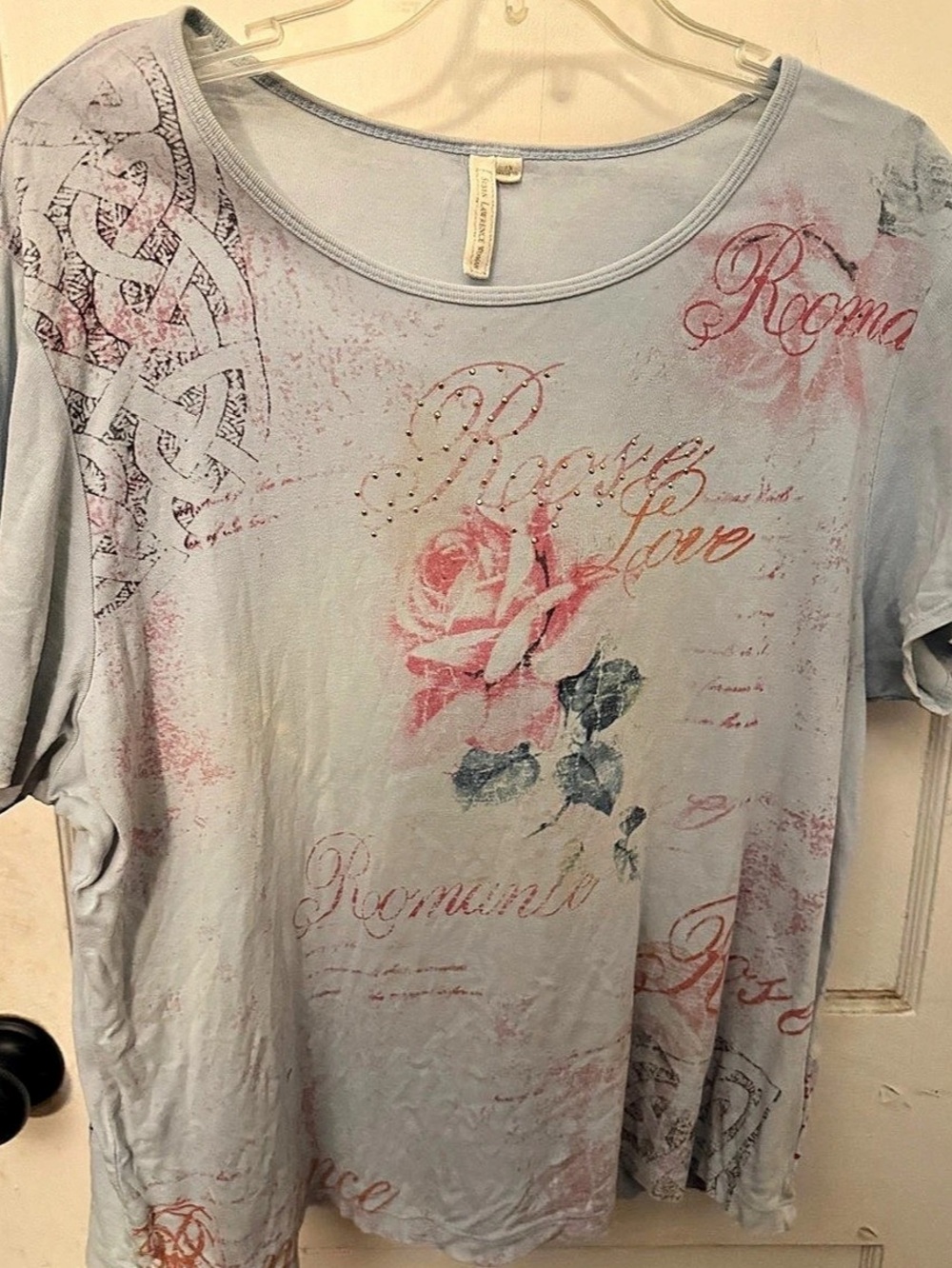 Susan Lawrence Floral Graphic Short Sleeve Tee Size 2Xl